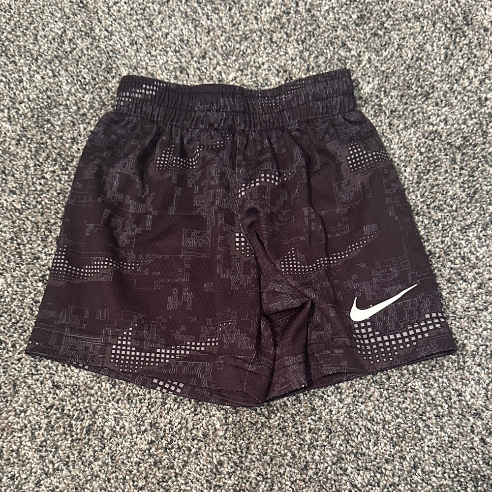 Nike Black Graphic Running Shorts with White Swoosh